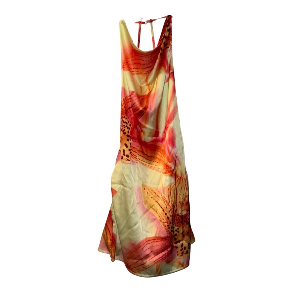 Jaded London Floral Satin Mini Dress in Red, Pink and Yellow - Picture 5 of 11